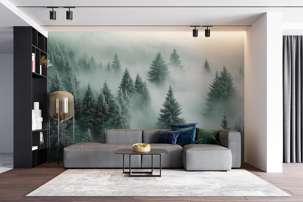 Group of trees in the fog