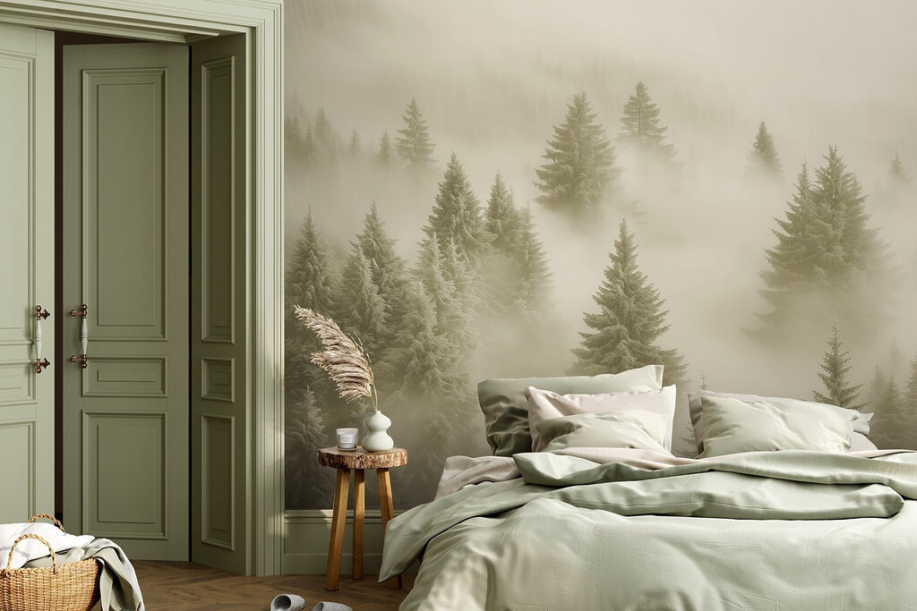 Group of trees in the fog