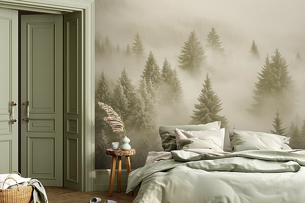 Group of trees in the fog