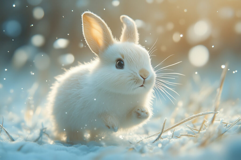 Conejito blanco en la nieve Conejito blanco en la nieve