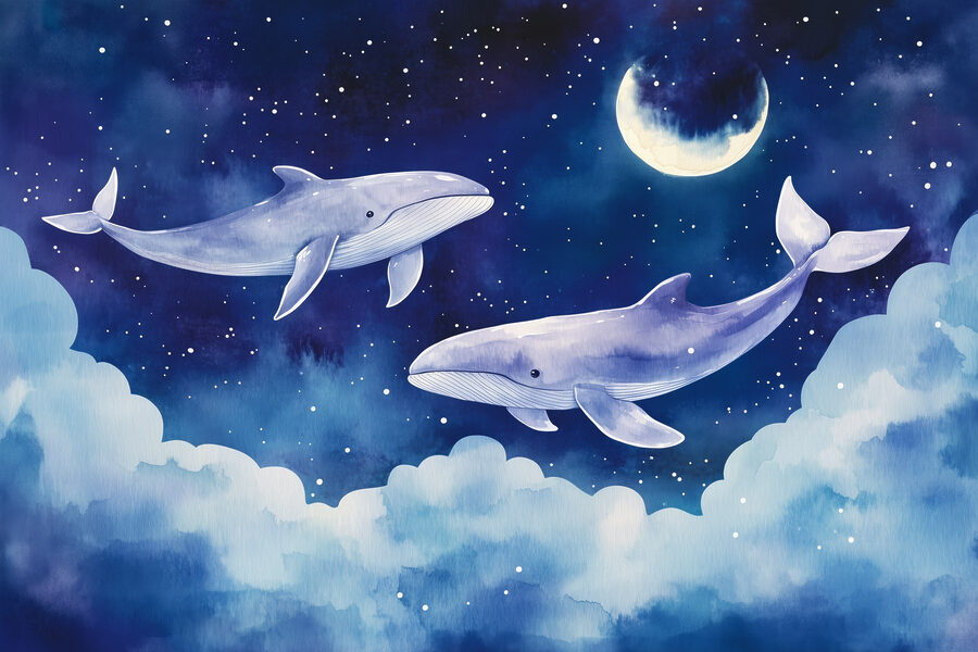 Dos ballenas en el cielo