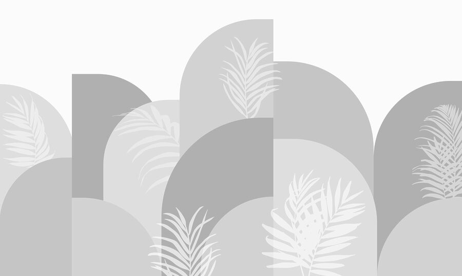 Fondo gris y blanco con hojas blancas