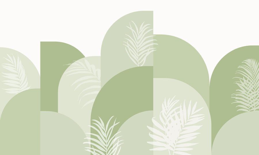Fondo verde y blanco con hojas blancas