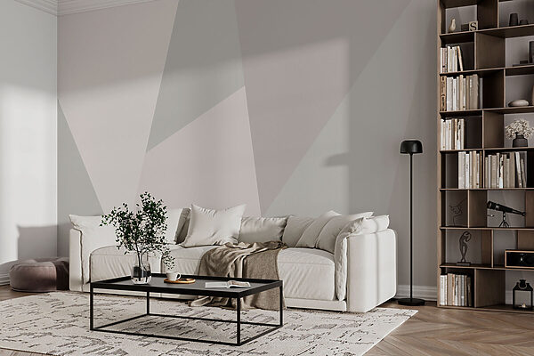 Fotomurales Fotomurales Estampado de triángulos grises y blancos (SKU: w02102)