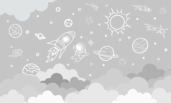 Escena espacial con nubes y estrellas Escena espacial con nubes y estrellas