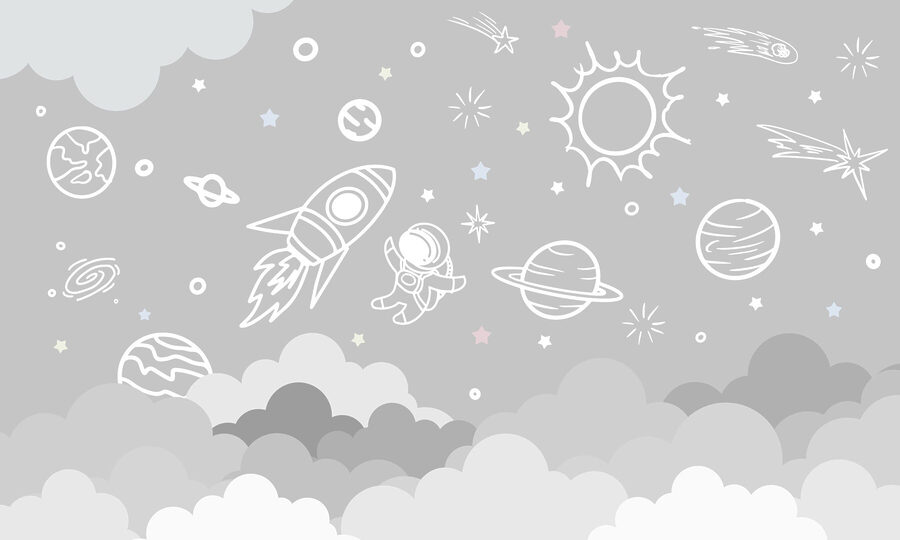 Escena espacial con nubes y estrellas Escena espacial con nubes y estrellas