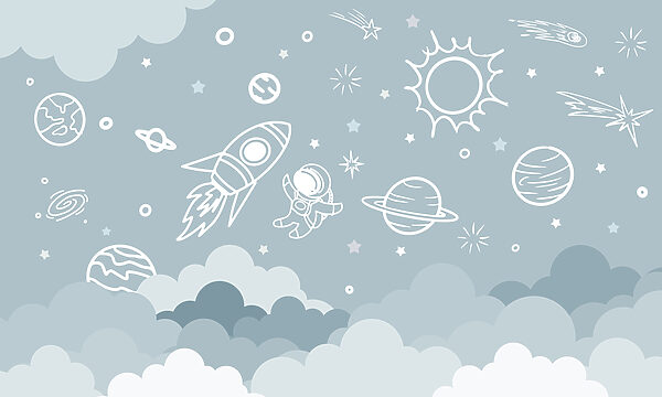 Escena espacial con nubes y estrellas Escena espacial con nubes y estrellas