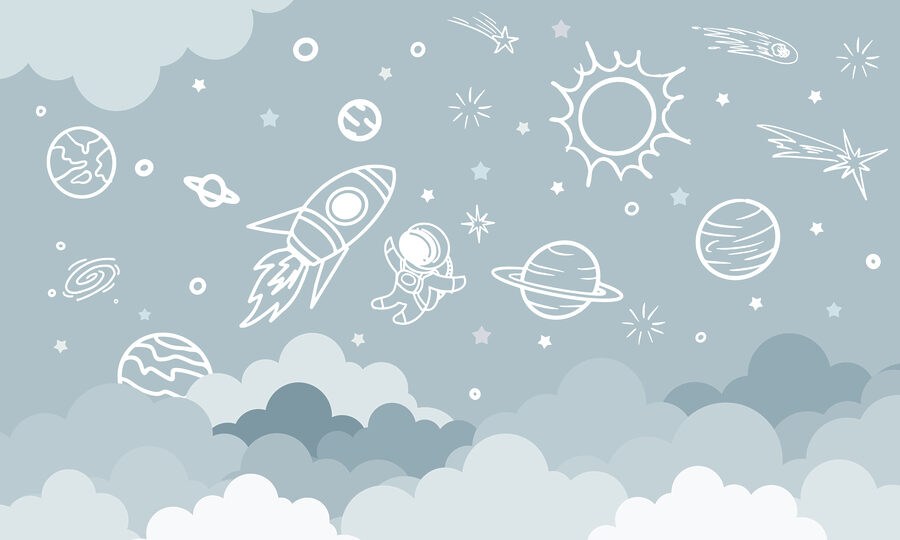 Escena espacial con nubes y estrellas