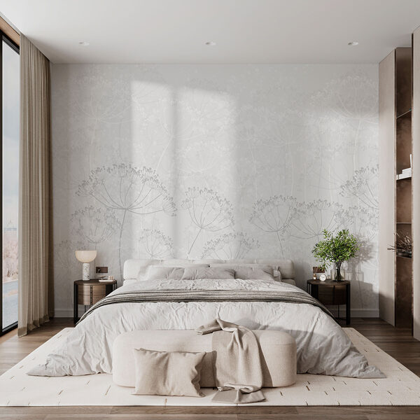 Fotomurales Fotomurales Fondo blanco con flores (SKU: w02108v2)