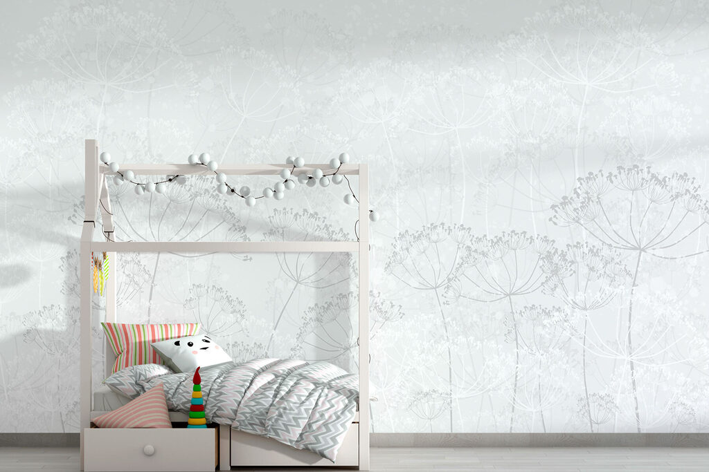 White background with flowers