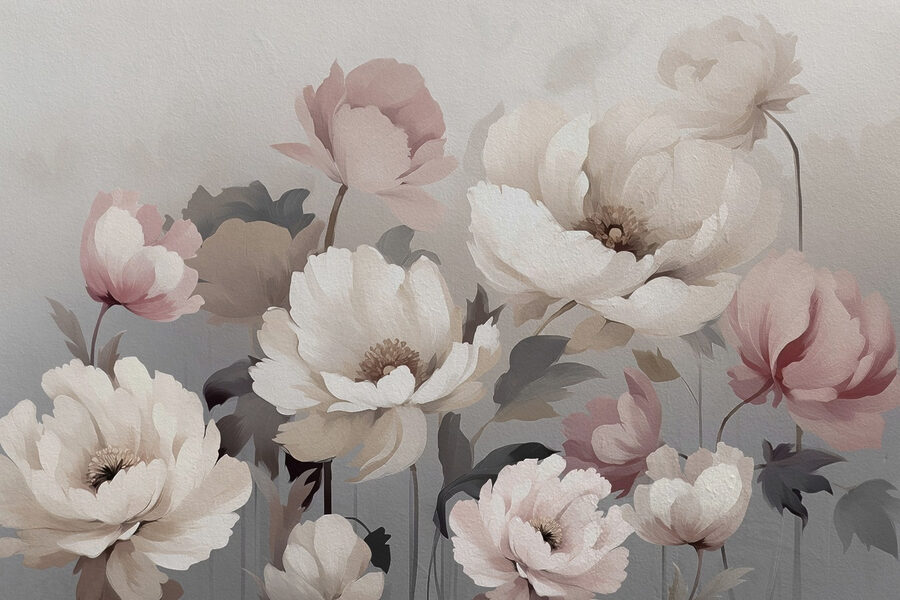 Pintura de flores en una pared