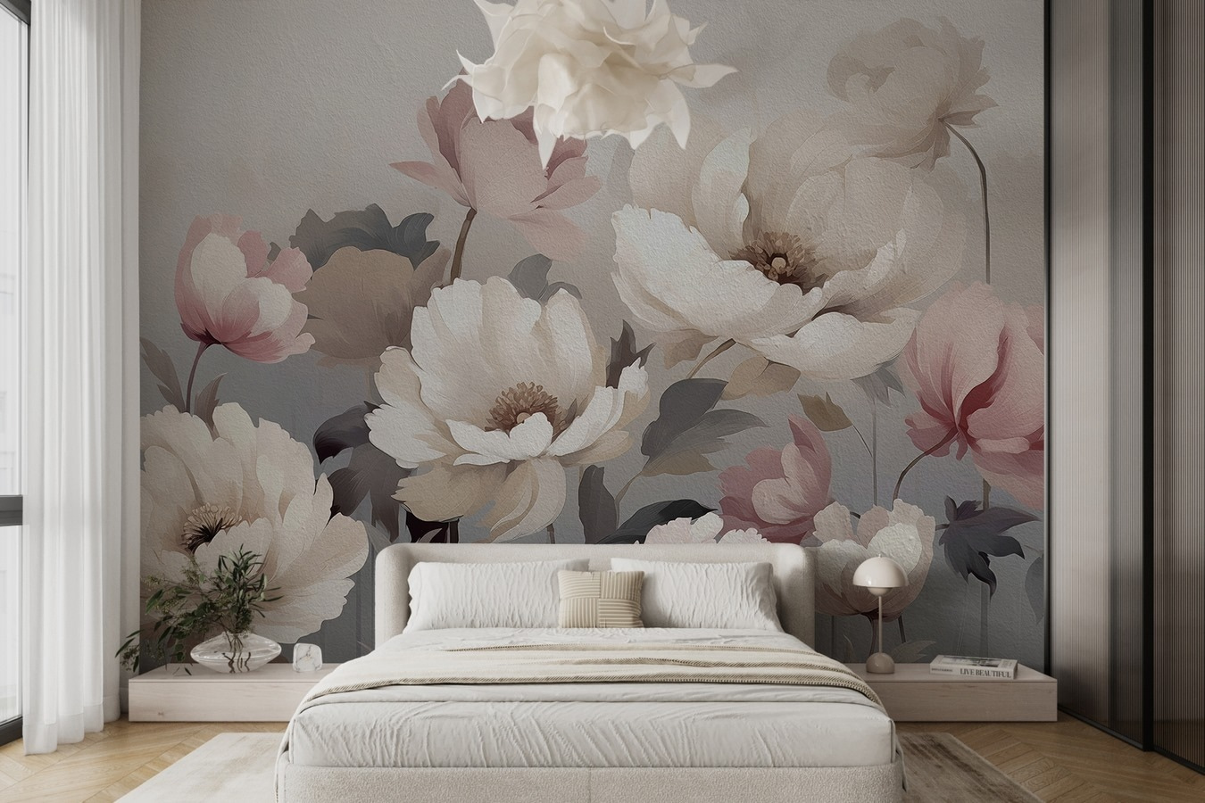 Painting of flowers on a wall Painting of flowers on a wall