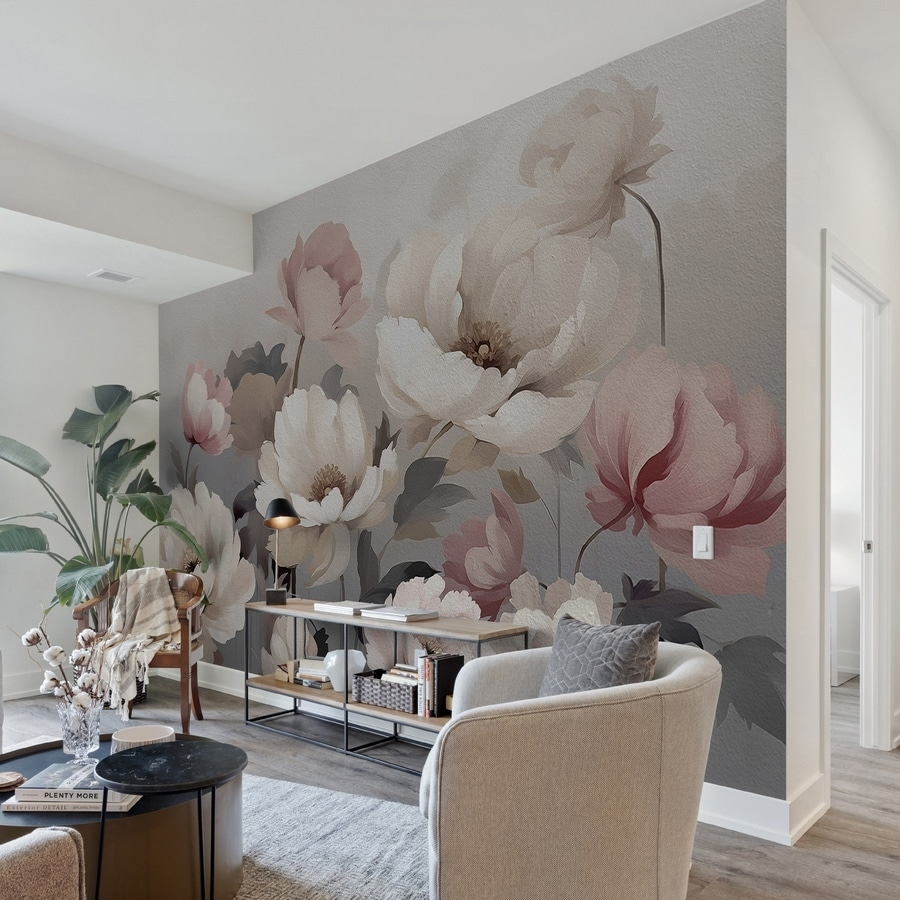 Pintura de flores en una pared