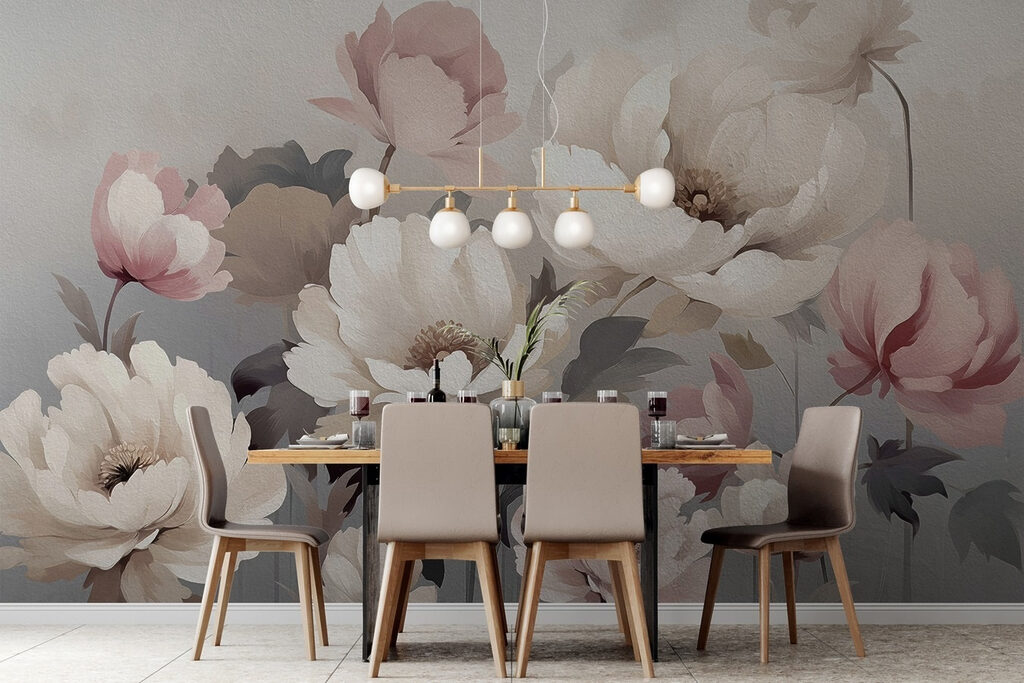 Painting of flowers on a wall Painting of flowers on a wall