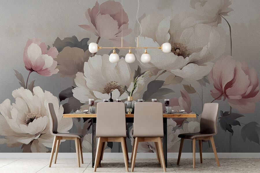 Pintura de flores en una pared