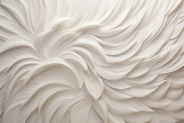 Superficie de textura blanca con plumas blancas Superficie de textura blanca con plumas blancas