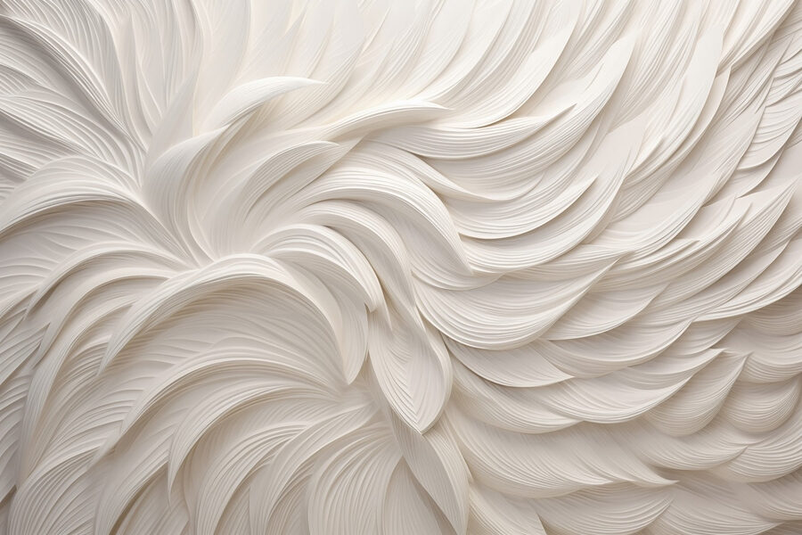 Superficie de textura blanca con plumas blancas Superficie de textura blanca con plumas blancas