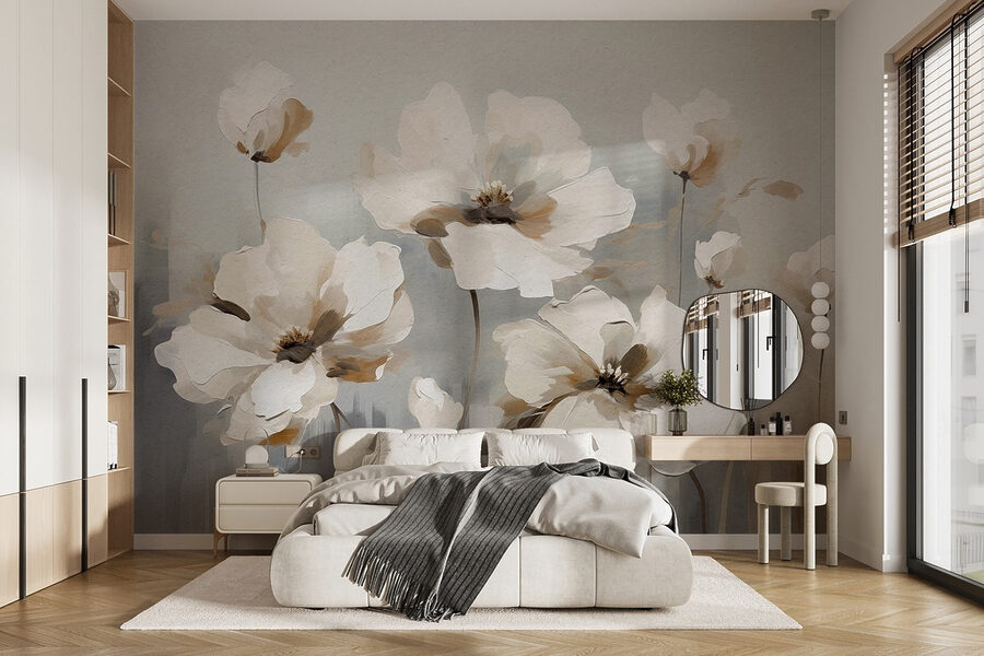 Pintura de flores blancas