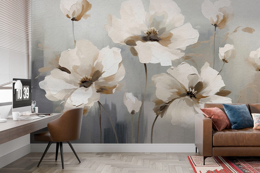 Pintura de flores blancas