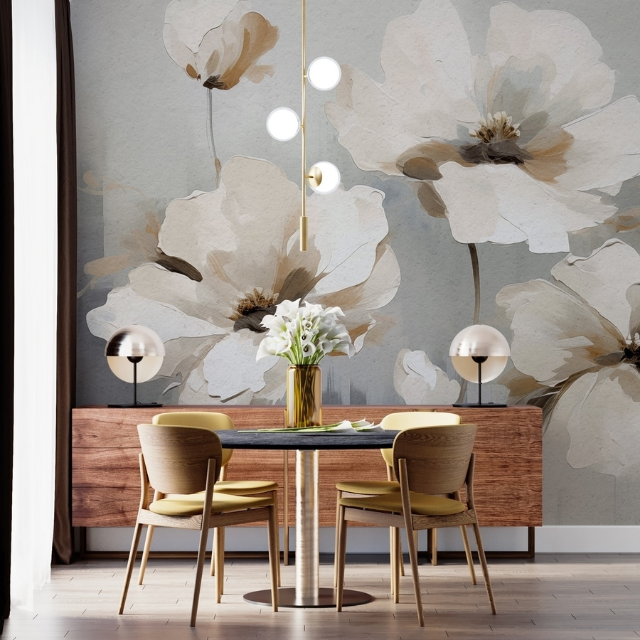 Pintura de flores blancas