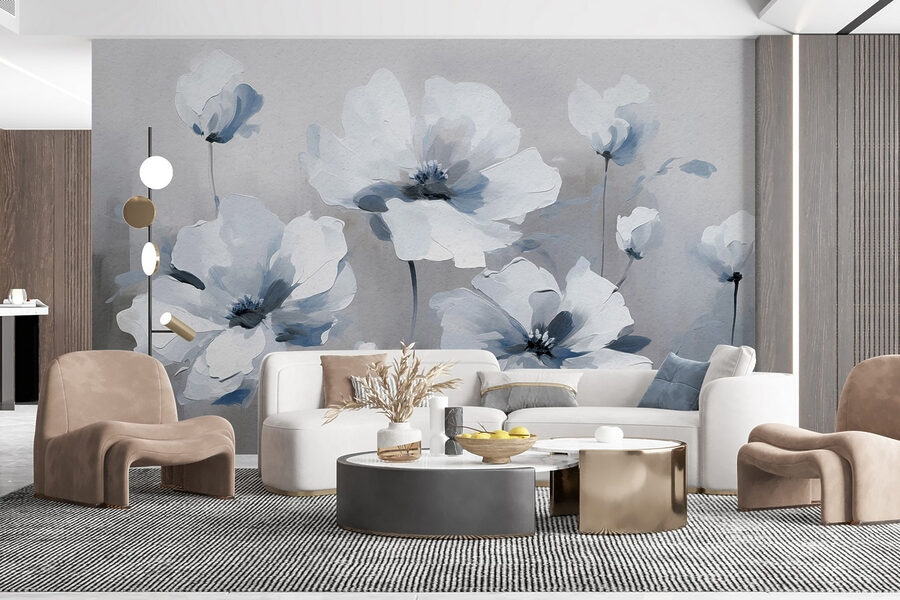 Pintura de flores blancas