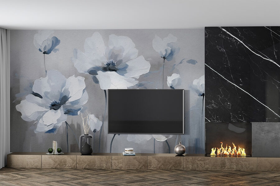 Pintura de flores blancas