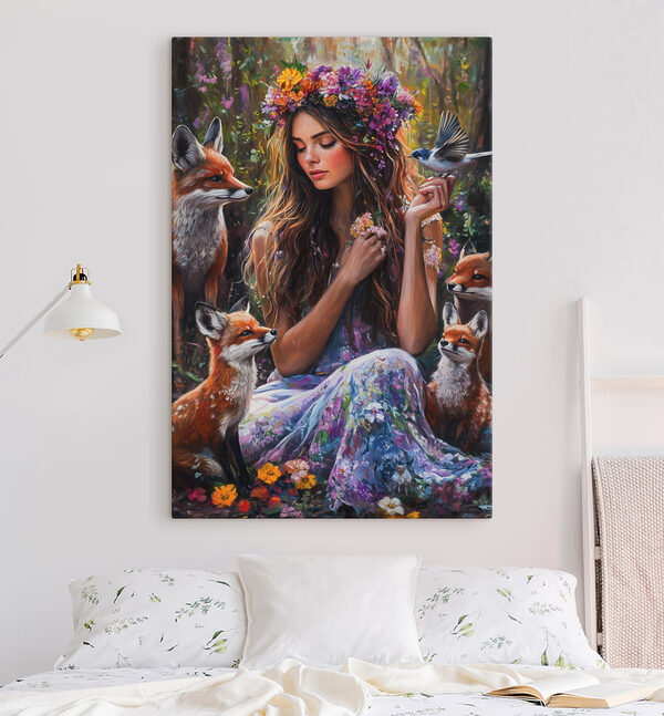 Cuadros Cuadro de una mujer con flores y pájaros (SKU: s41453) Cuadros Cuadros Cuadro de una mujer con flores y pájaros (SKU: s41453)