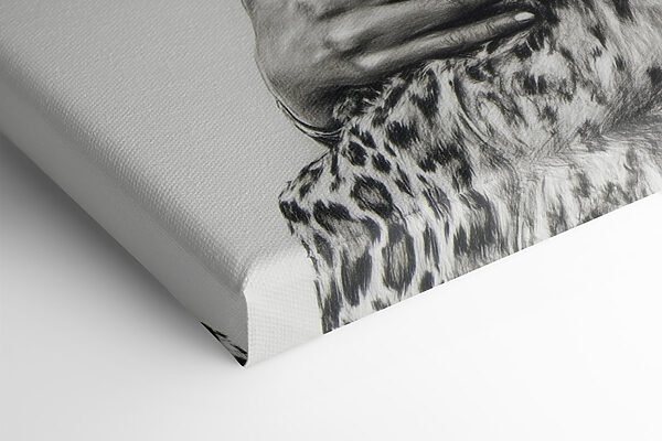 Drawing of a woman hugging a leopard Drawing of a woman hugging a leopard