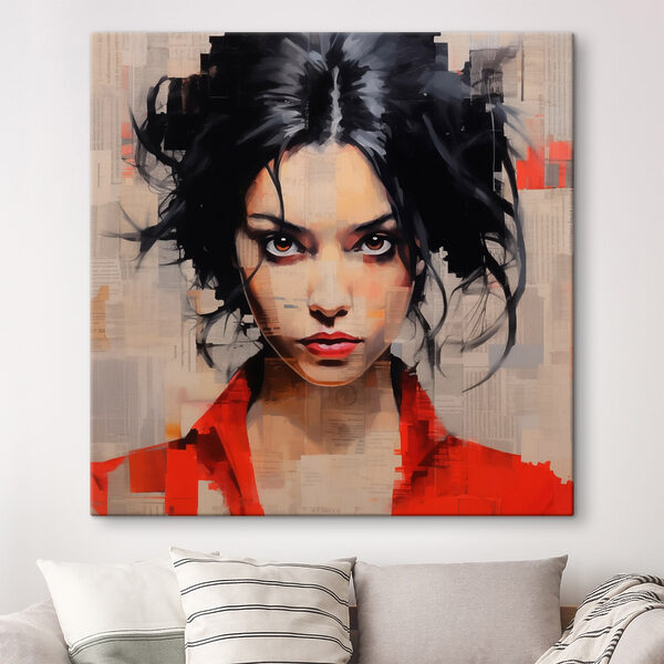 Cuadros Mujer con el pelo negro y camiseta roja (SKU: s41481) Cuadros Cuadros Mujer con el pelo negro y camiseta roja (SKU: s41481)