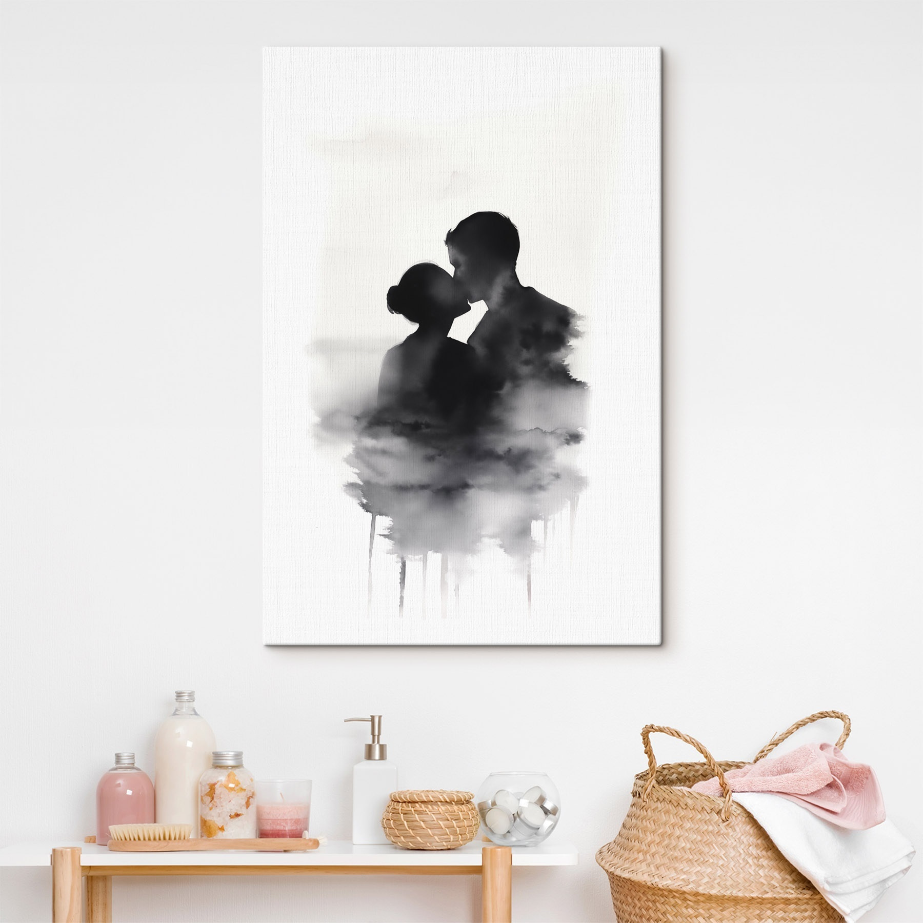 Man and woman kissing in the clouds Man and woman kissing in the clouds