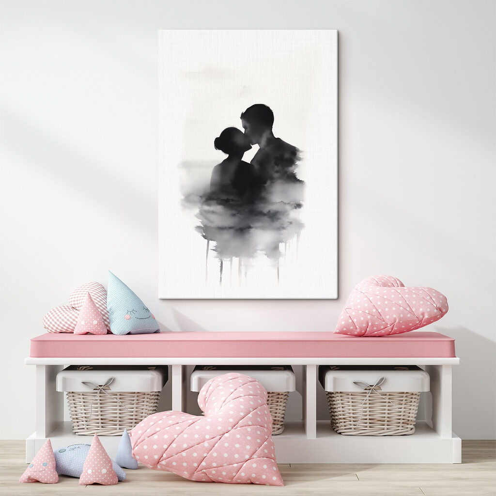 Man and woman kissing in the clouds Man and woman kissing in the clouds