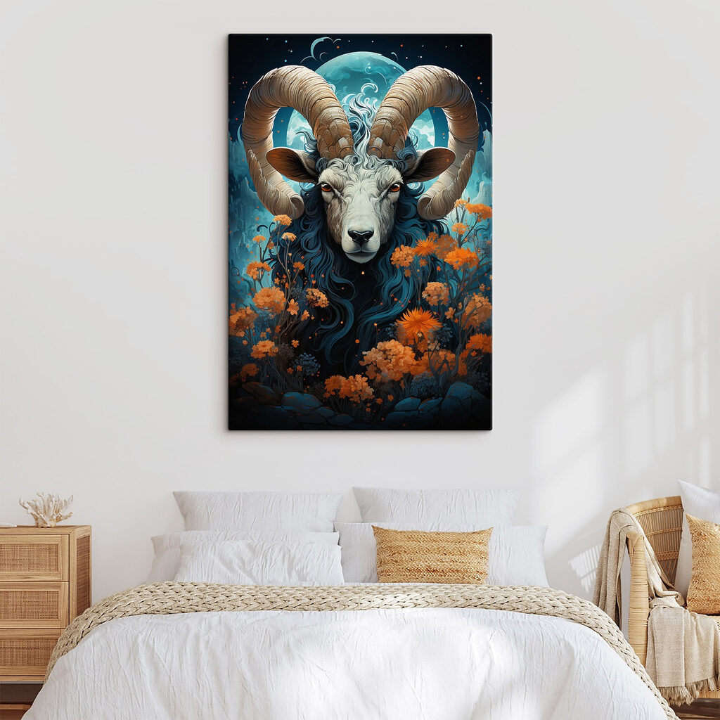 Painting of a ram with horns Painting of a ram with horns