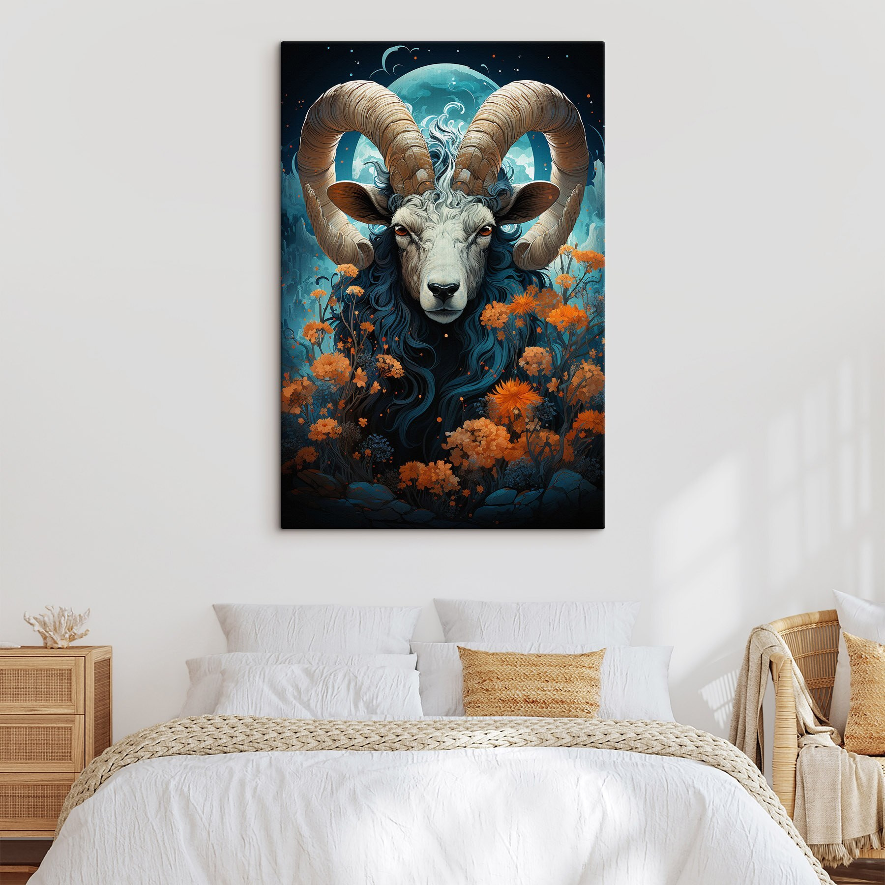 Painting of a ram with horns Painting of a ram with horns