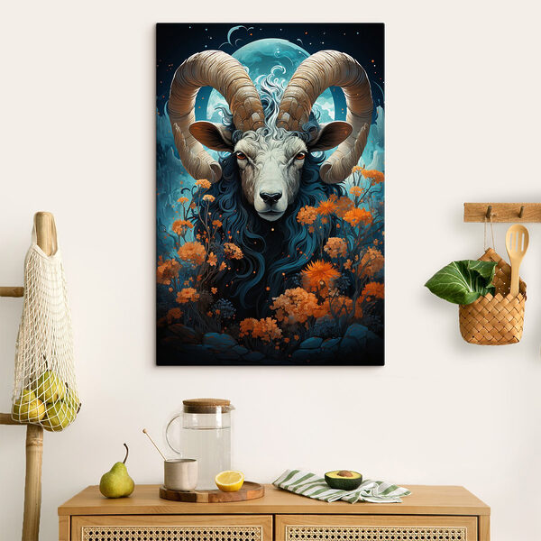 Painting of a ram with horns Painting of a ram with horns