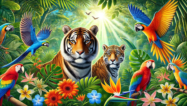 Grupo de animales en la selva Grupo de animales en la selva