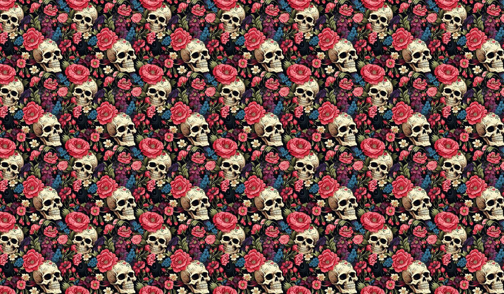 Motivo de calaveras y flores Motivo de calaveras y flores