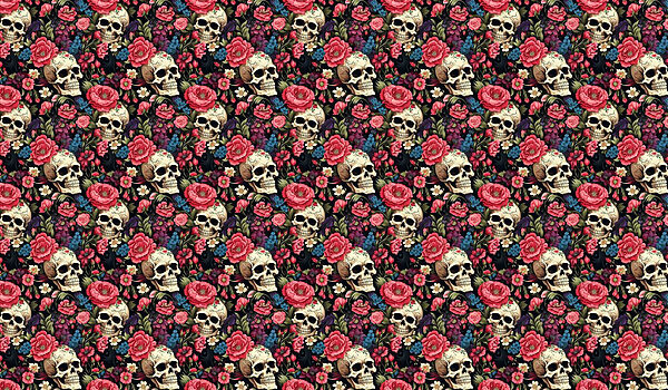 Motivo de calaveras y flores Motivo de calaveras y flores