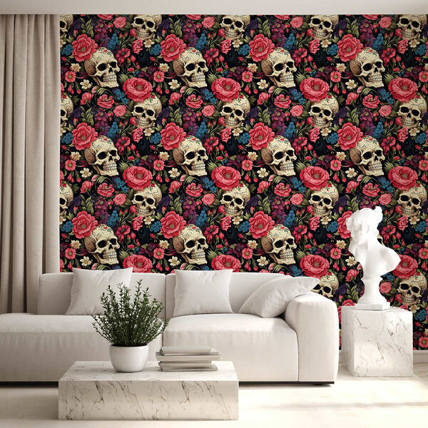 Motivo de calaveras y flores Motivo de calaveras y flores