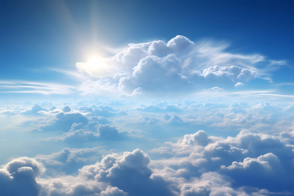 Nubes y cielo azul con nubes y el sol Nubes y cielo azul con nubes y el sol