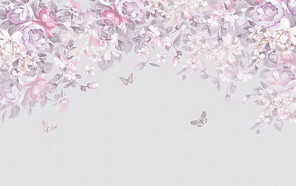 Motivo floral con mariposas Motivo floral con mariposas