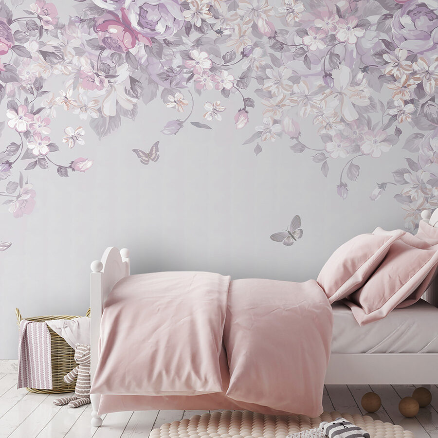 Motivo floral con mariposas