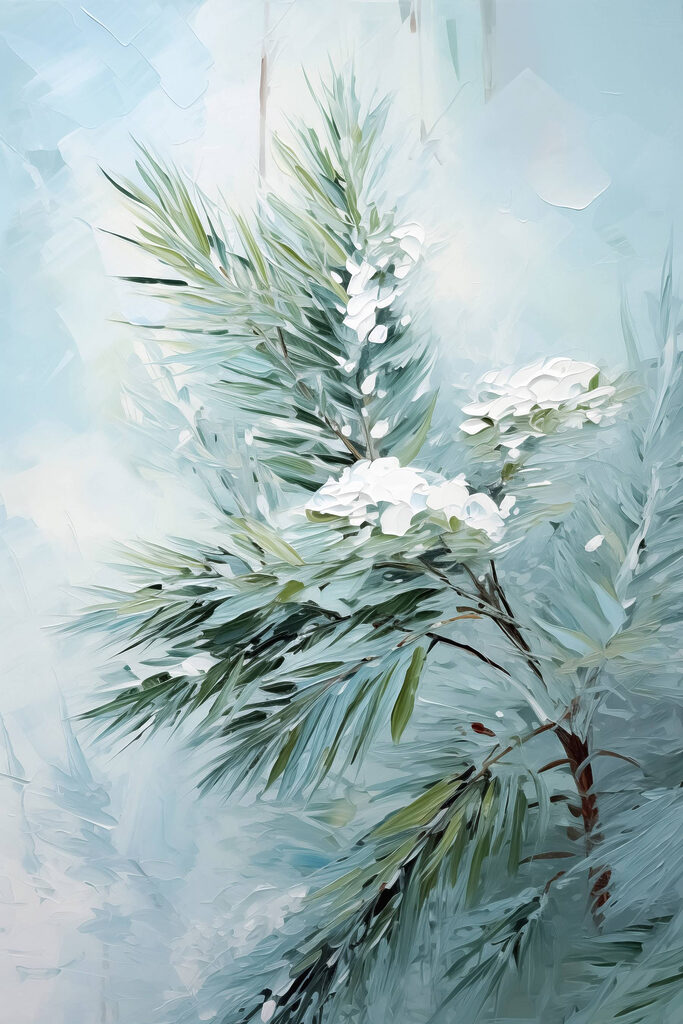 Painting of a plant with white flowers