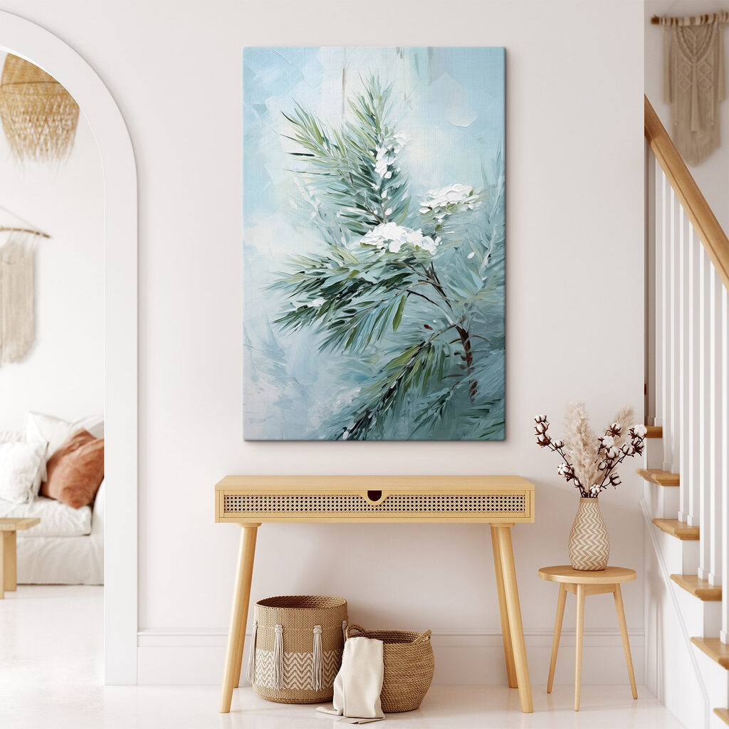 Painting of a plant with white flowers