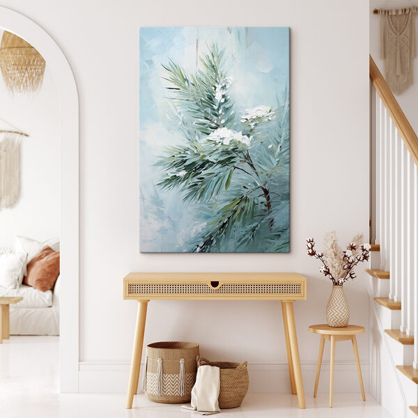 Painting of a plant with white flowers