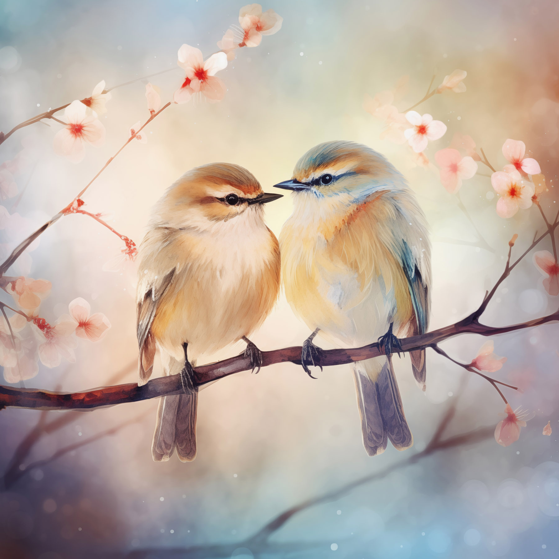 Two birds on a branch Two birds on a branch
