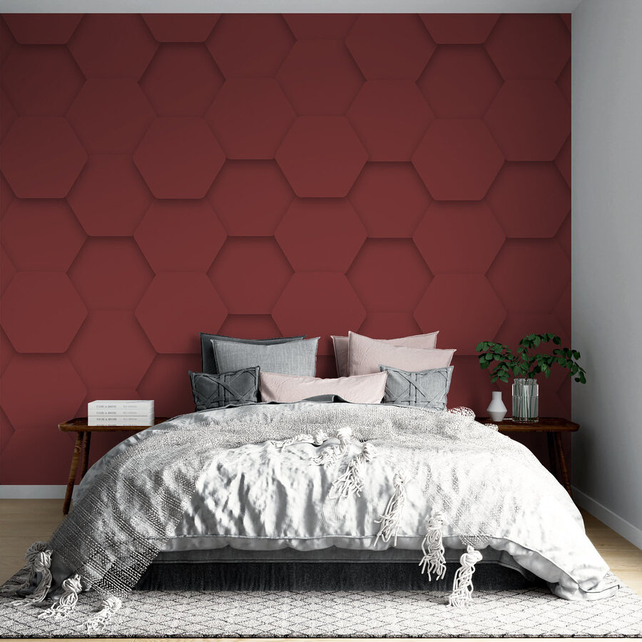 Hexágonos rojos sobre una superficie