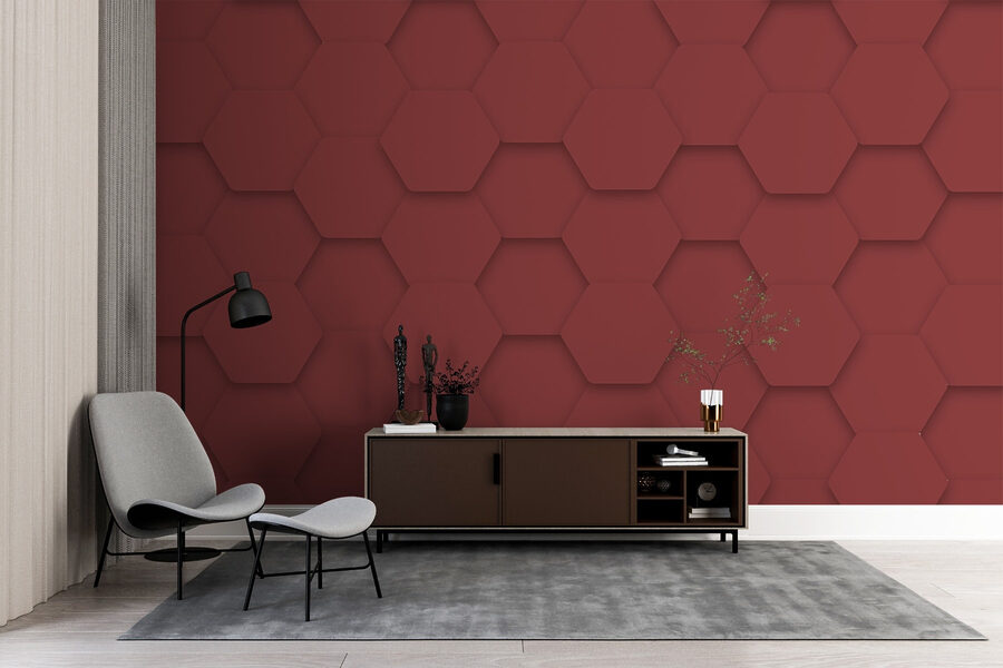 Hexágonos rojos sobre una superficie