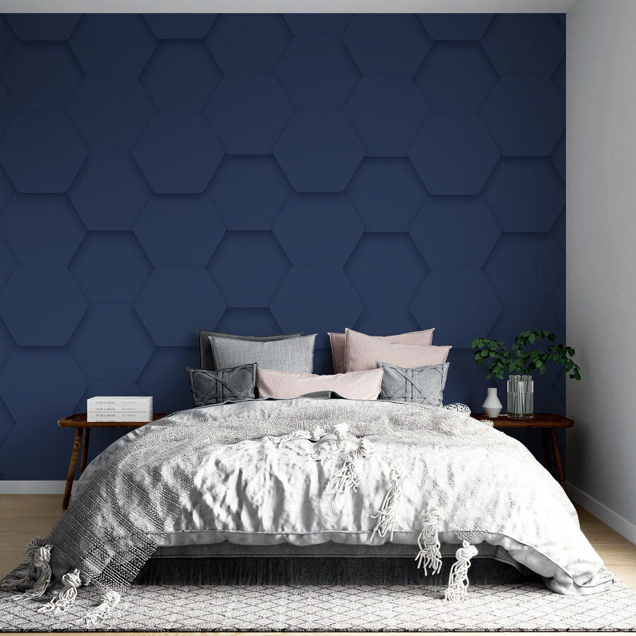 Hexágonos azules sobre una superficie
