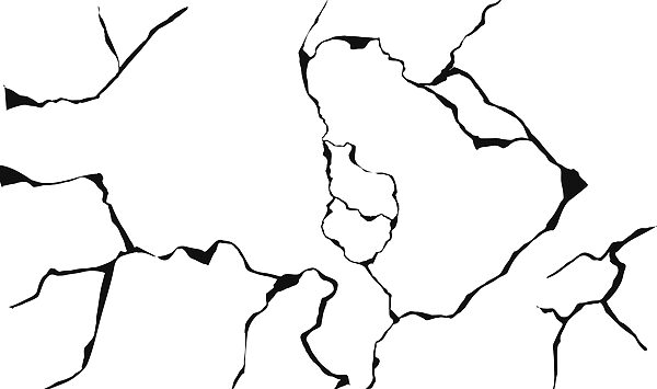 Dibujo en blanco y negro de una superficie agrietada Dibujo en blanco y negro de una superficie agrietada