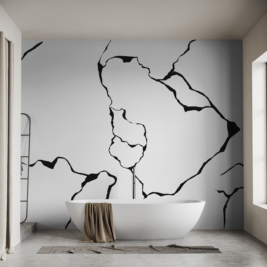 Dibujo en blanco y negro de una superficie agrietada